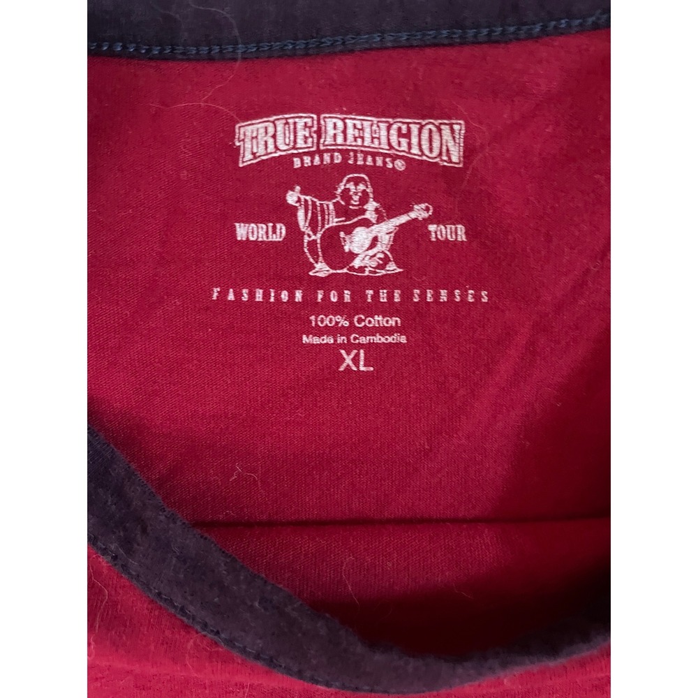 True Religion Long Sleeve Crew Neck T Shirt Mens XL Red Fashion - Picture 2 of 2